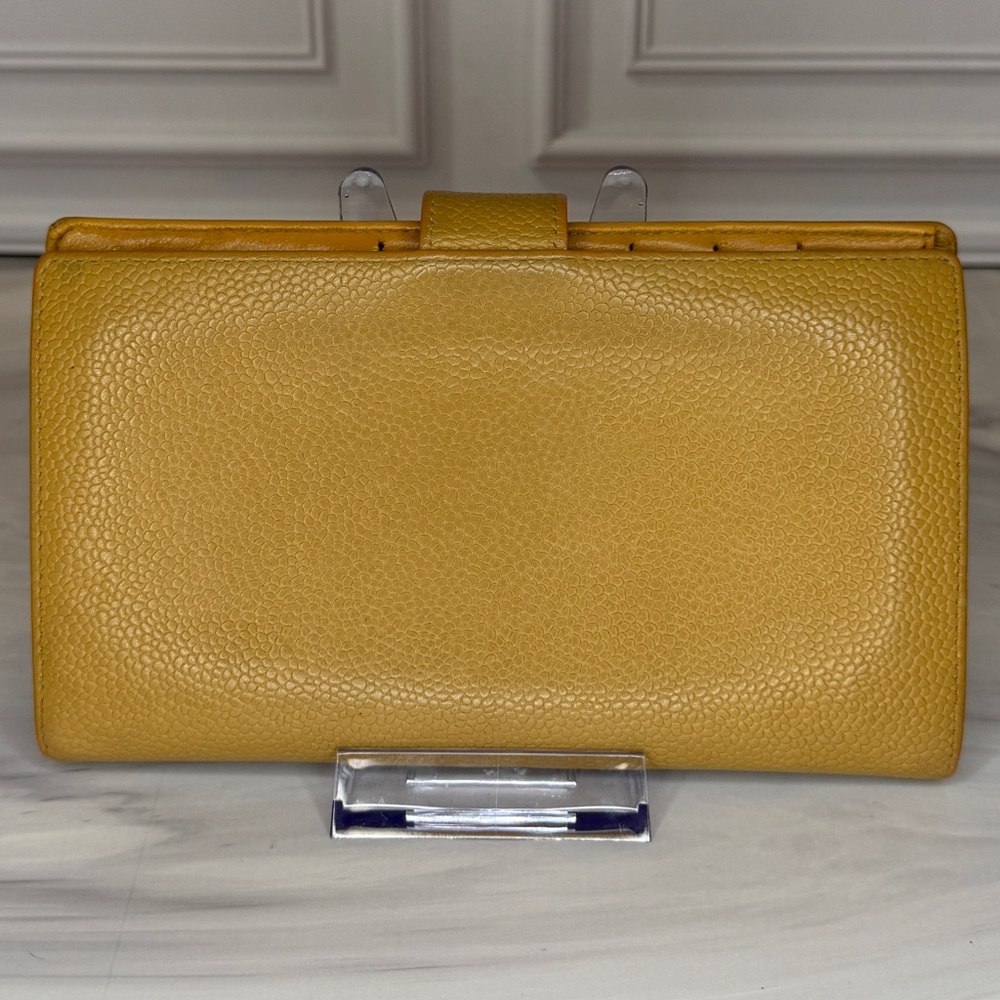 Chanel Mustard Yellow Caviar Leather Long Wallet – CC Logo | Authentic - Picture 4 of 12